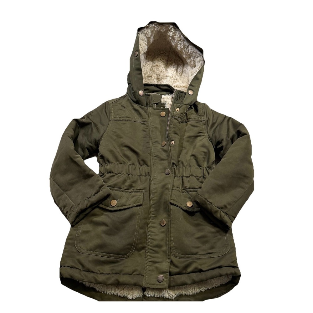 So Youth‎ Girls Olive Green Fur Lined Jacket Winter Y2K Military Gorpcore 4/5
